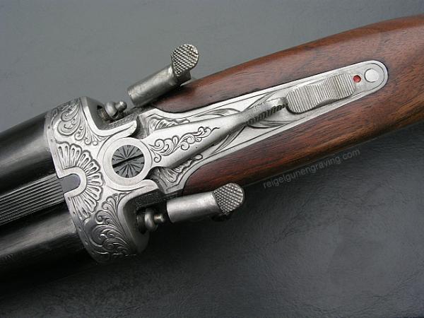 Hand Engraved Model 1887 Coach Gun, reigelgunengraving.com