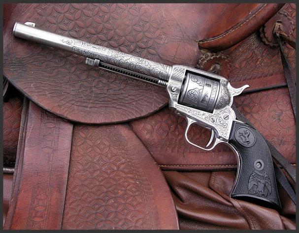 Engraved Old West Colt Peacemaker Buntline, by Reigel Gun Engraving