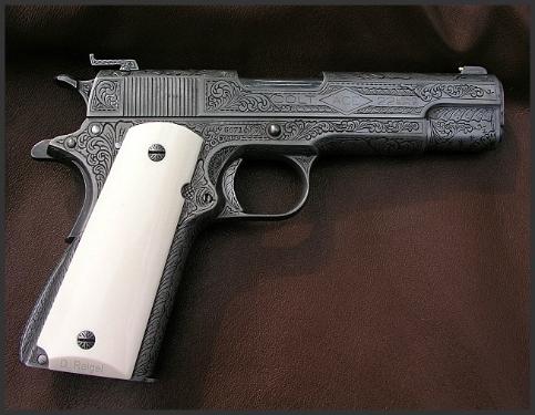 Engraved Colt Firearms 1911, Reigel Gun Engraving