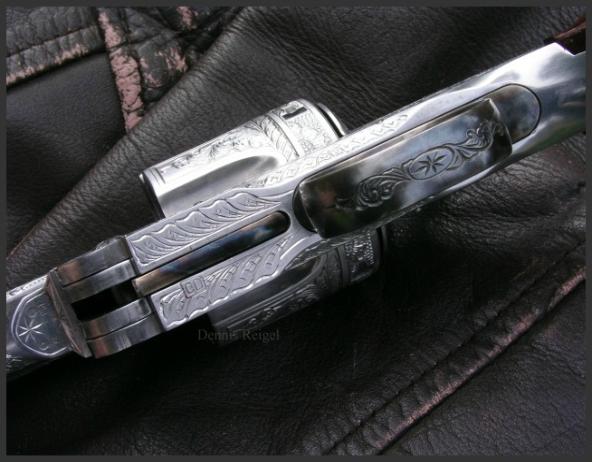 Engraved Uberti Schofield Revolver Reproduction, Reigel Gun Engraving