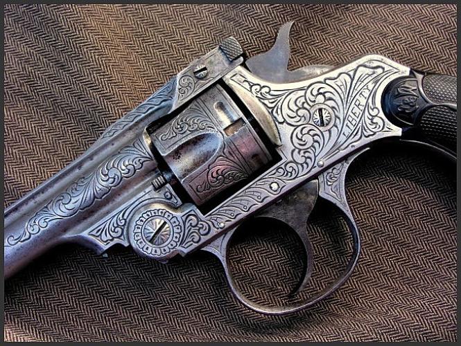 Engraved Forehand Top Break Revolver, by Reigel Gun Engraving