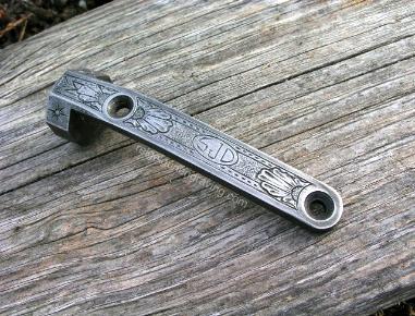Engraved Thompson Center Rifle Tang:  Dennis Reigel, reigelgunengraving.com